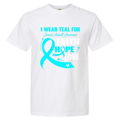 I Wear Teal For Sexual Assault Awareness Funny Gift Garment-Dyed Heavyweight T-Shirt