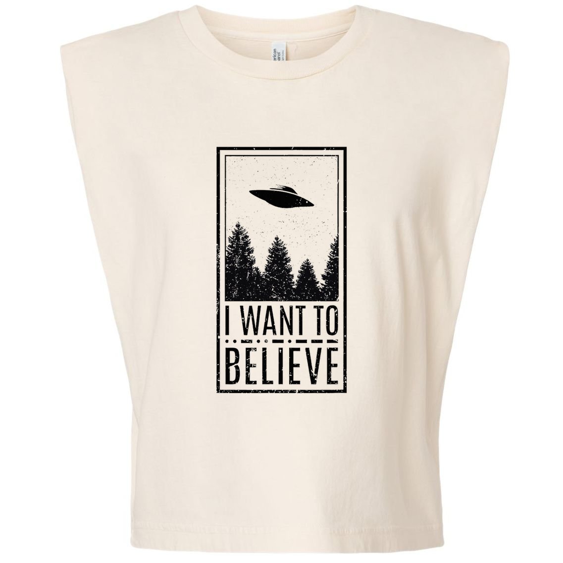I Want To Believe Ufo Believer Alien Conspiracy Garment-Dyed Women's Muscle Tee