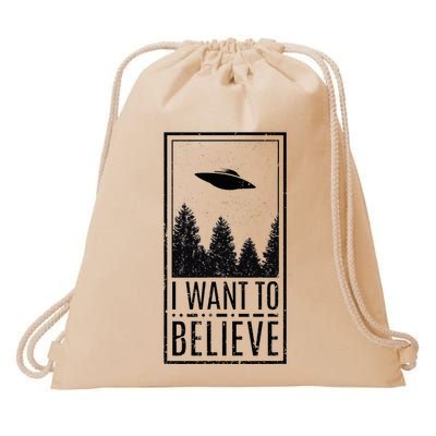 I Want To Believe Ufo Believer Alien Conspiracy Drawstring Bag