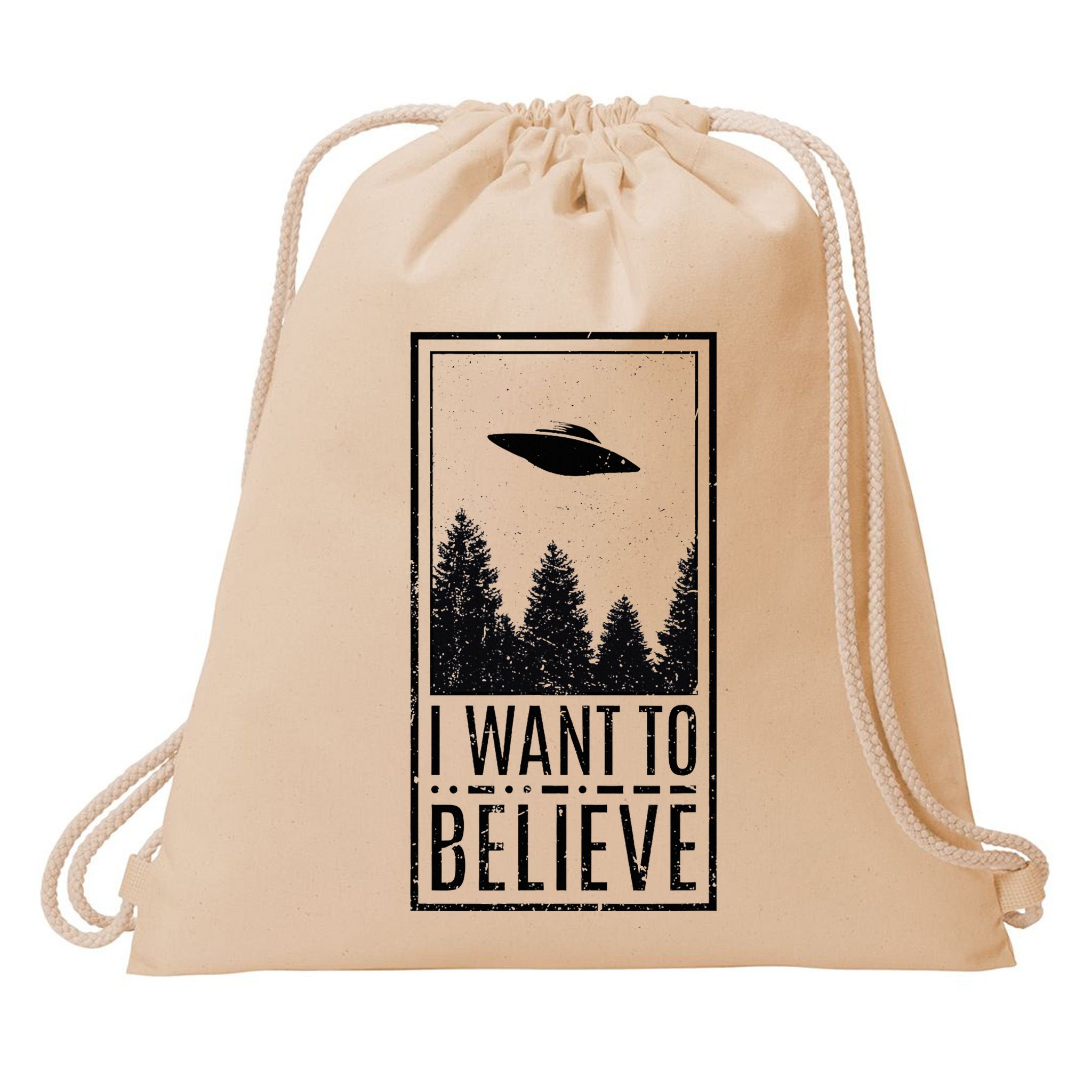 I Want To Believe Ufo Believer Alien Conspiracy Drawstring Bag