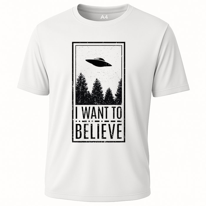 I Want To Believe Ufo Believer Alien Conspiracy Cooling Performance Crew T-Shirt