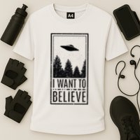 I Want To Believe Ufo Believer Alien Conspiracy Cooling Performance Crew T-Shirt
