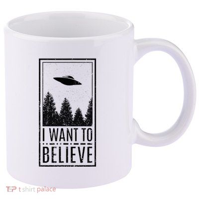 I Want To Believe Ufo Believer Alien Conspiracy 11oz C Handle Ceramic Mug