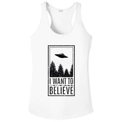 I Want To Believe Ufo Believer Alien Conspiracy Ladies PosiCharge Competitor Racerback Tank