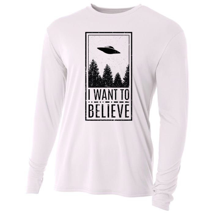 I Want To Believe Ufo Believer Alien Conspiracy Cooling Performance Long Sleeve Crew