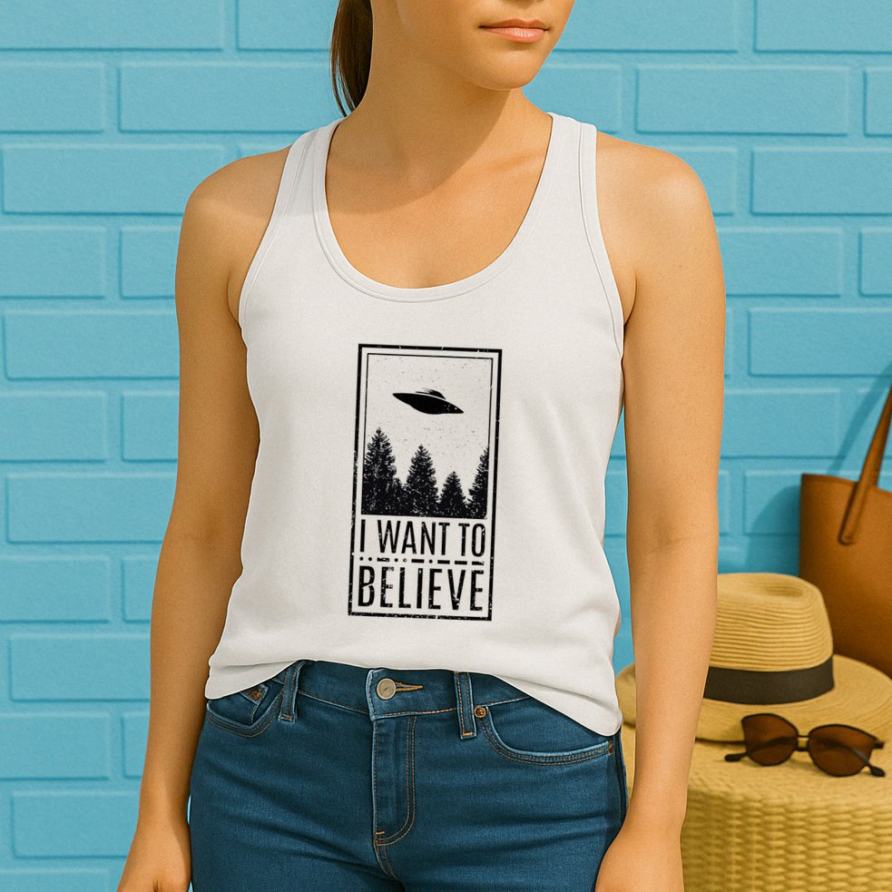 I Want To Believe Ufo Believer Alien Conspiracy Womens Tank Top