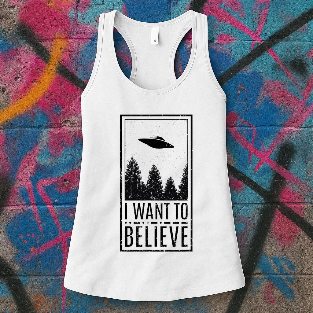 I Want To Believe Ufo Believer Alien Conspiracy Womens Tank Top