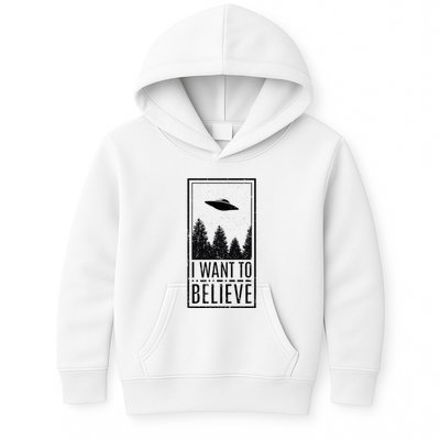 I Want To Believe Ufo Believer Alien Conspiracy Kids Hoodie