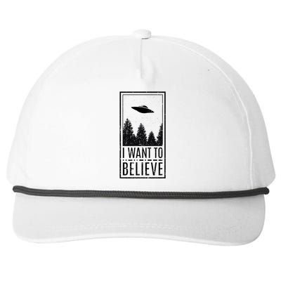 I Want To Believe Ufo Believer Alien Conspiracy Snapback Five-Panel Rope Hat