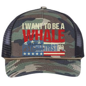 I Want To Be A Whale Psychiatrist Funny Political 2024 Retro Rope Trucker Hat Cap