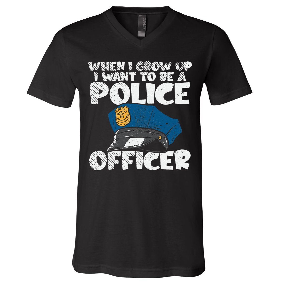 I Want To Be A Police Officer Blue Line Future Cop V-Neck T-Shirt