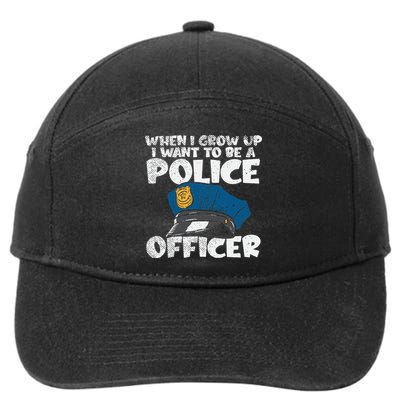 I Want To Be A Police Officer Blue Line Future Cop 7-Panel Snapback Hat