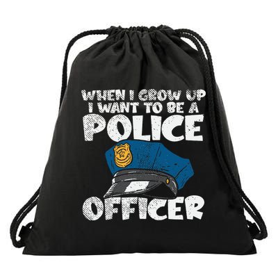 I Want To Be A Police Officer Blue Line Future Cop Drawstring Bag