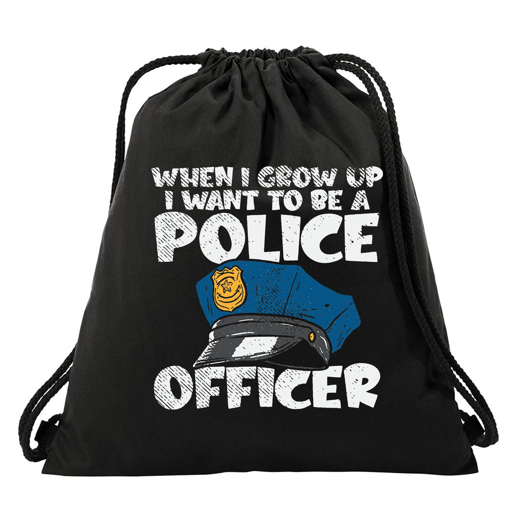 I Want To Be A Police Officer Blue Line Future Cop Drawstring Bag