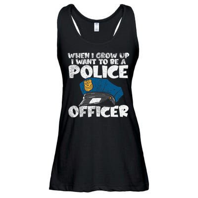 I Want To Be A Police Officer Blue Line Future Cop Ladies Essential Flowy Tank