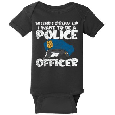 I Want To Be A Police Officer Blue Line Future Cop Baby Bodysuit