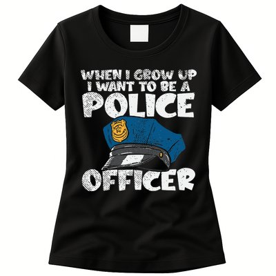 I Want To Be A Police Officer Blue Line Future Cop Womens T-Shirt