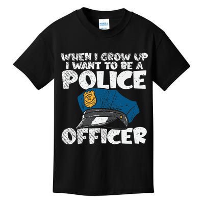 I Want To Be A Police Officer Blue Line Future Cop Kids T-Shirt