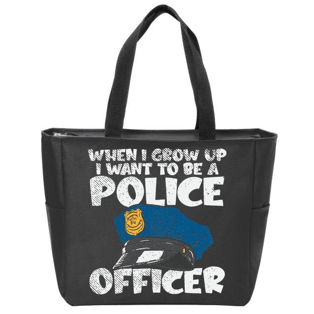 I Want To Be A Police Officer Blue Line Future Cop Zip Tote Bag