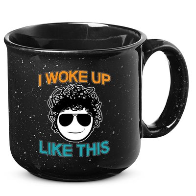 I Woke Up Like This Funny Emoji Smile Cool Face 15oz Campfire Ceramic Mug