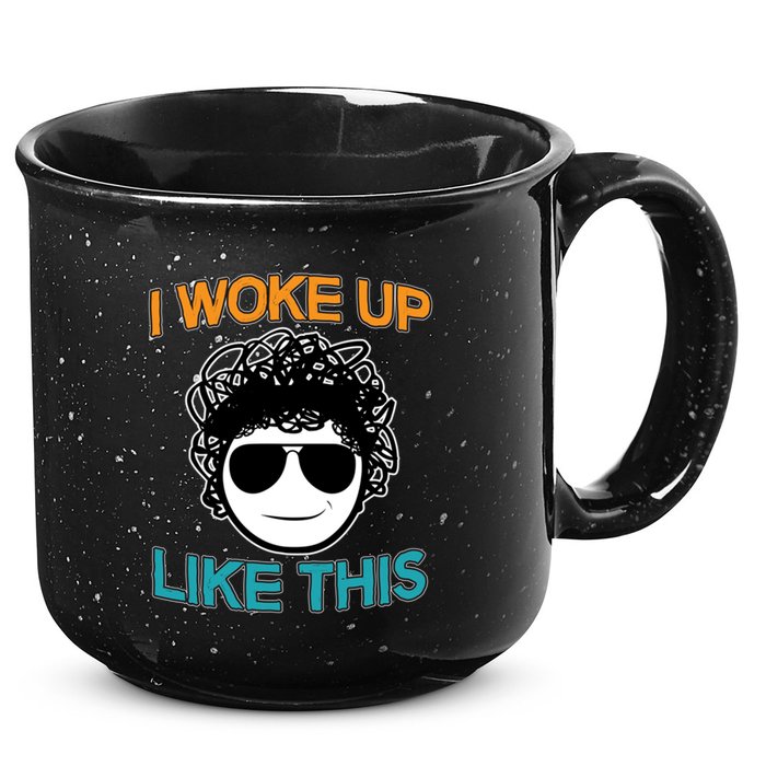 I Woke Up Like This Funny Emoji Smile Cool Face 15oz Campfire Ceramic Mug