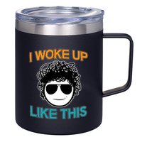 I Woke Up Like This Funny Emoji Smile Cool Face 12oz Stainless Steel Coffee Mug
