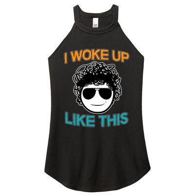 I Woke Up Like This Funny Emoji Smile Cool Face Women's Perfect Tri Rocker Tank
