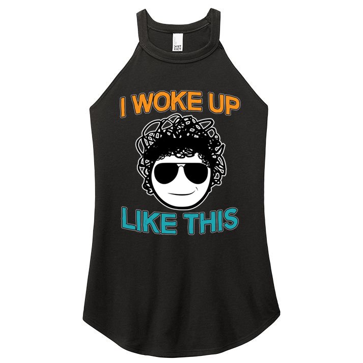 I Woke Up Like This Funny Emoji Smile Cool Face Women's Perfect Tri Rocker Tank