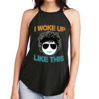 I Woke Up Like This Funny Emoji Smile Cool Face Women's Perfect Tri Rocker Tank