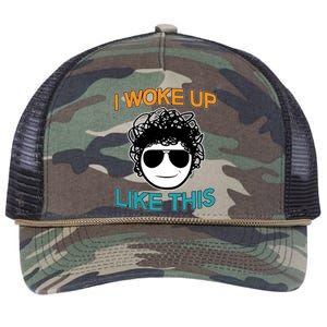 I Woke Up Like This Funny Emoji Smile Cool Face Retro Rope Trucker Hat Cap