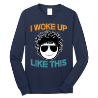 I Woke Up Like This Funny Emoji Smile Cool Face Long Sleeve Shirt