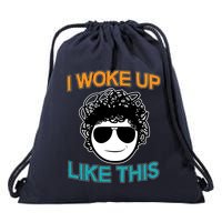 I Woke Up Like This Funny Emoji Smile Cool Face Drawstring Bag
