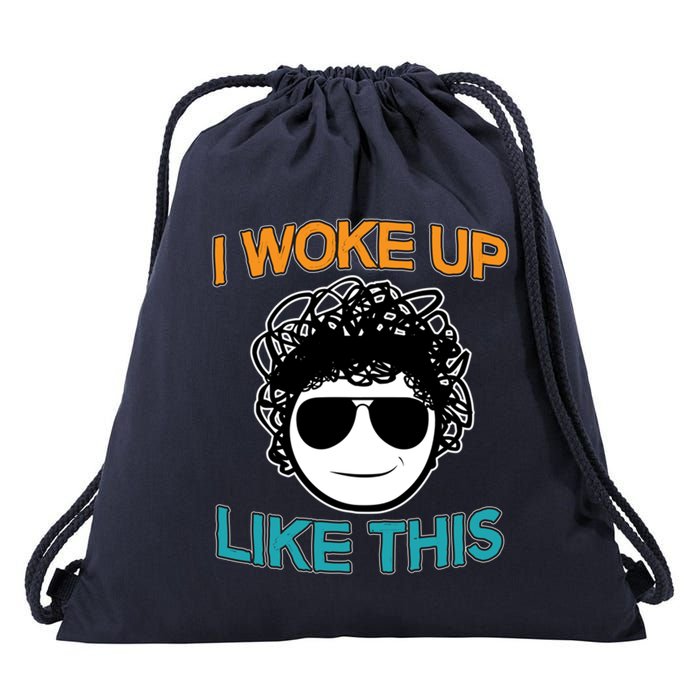 I Woke Up Like This Funny Emoji Smile Cool Face Drawstring Bag