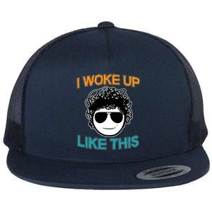 I Woke Up Like This Funny Emoji Smile Cool Face Flat Bill Trucker Hat