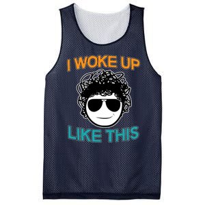 I Woke Up Like This Funny Emoji Smile Cool Face Mesh Reversible Basketball Jersey Tank