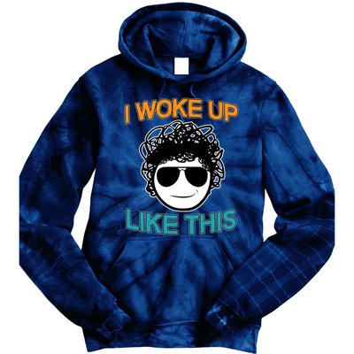 I Woke Up Like This Funny Emoji Smile Cool Face Tie Dye Hoodie