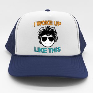 I Woke Up Like This Funny Emoji Smile Cool Face Trucker Hat