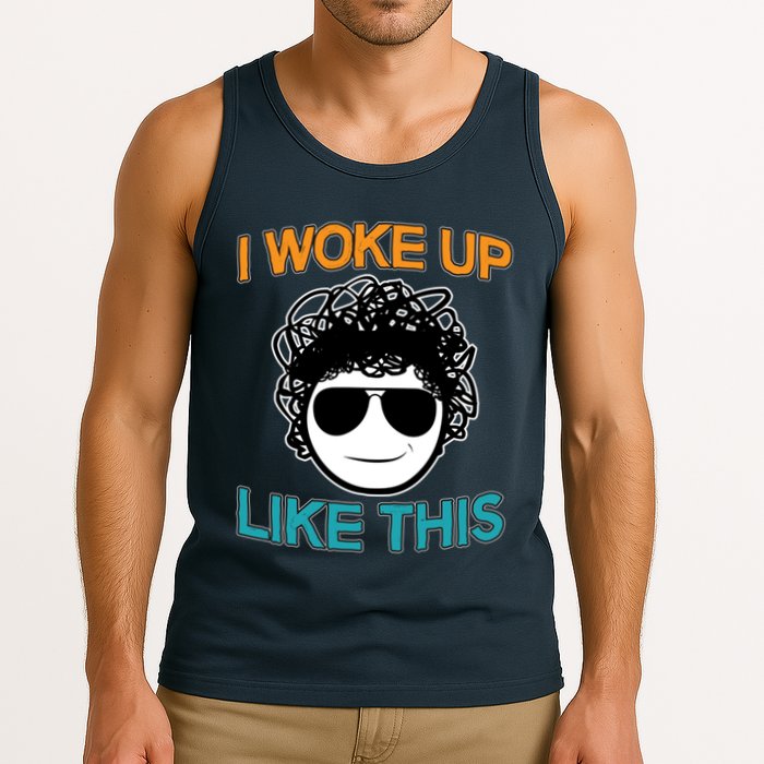 I Woke Up Like This Funny Emoji Smile Cool Face Tank Top