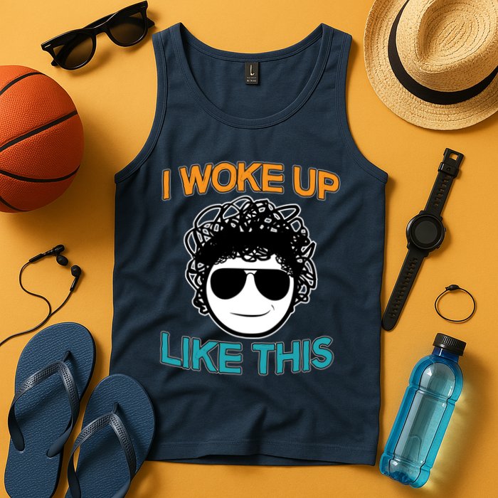 I Woke Up Like This Funny Emoji Smile Cool Face Tank Top