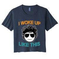 I Woke Up Like This Funny Emoji Smile Cool Face Crop Top
