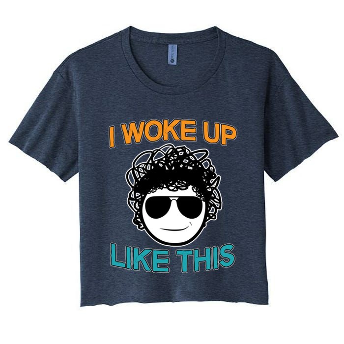 I Woke Up Like This Funny Emoji Smile Cool Face Crop Top
