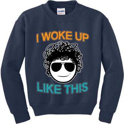 I Woke Up Like This Funny Emoji Smile Cool Face Kids Sweatshirt