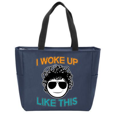 I Woke Up Like This Funny Emoji Smile Cool Face Zip Tote Bag