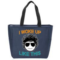 I Woke Up Like This Funny Emoji Smile Cool Face Zip Tote Bag