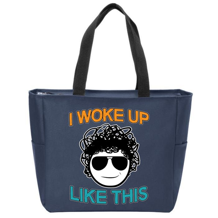 I Woke Up Like This Funny Emoji Smile Cool Face Zip Tote Bag