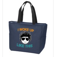 I Woke Up Like This Funny Emoji Smile Cool Face Zip Tote Bag