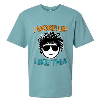 I Woke Up Like This Funny Emoji Smile Cool Face Sueded Cloud Jersey T-Shirt