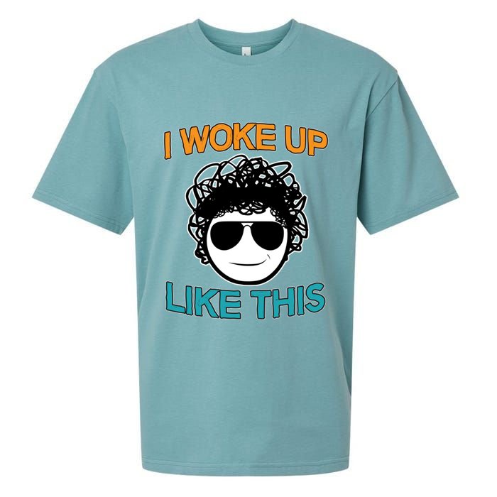 I Woke Up Like This Funny Emoji Smile Cool Face Sueded Cloud Jersey T-Shirt