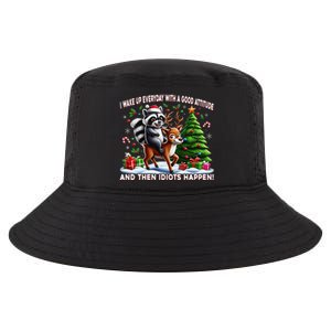 I Wake Up With A Good Attitude…Then Idiots Happen Raccoon Cool Comfort Performance Bucket Hat