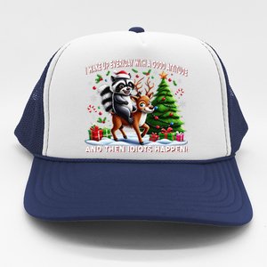 I Wake Up With A Good Attitude…Then Idiots Happen Raccoon Trucker Hat